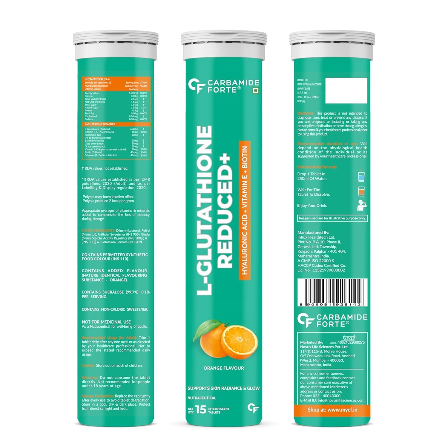 cf glutathione CF - Carbamide Forte L - Glutathione Orange - 15 Tablets
